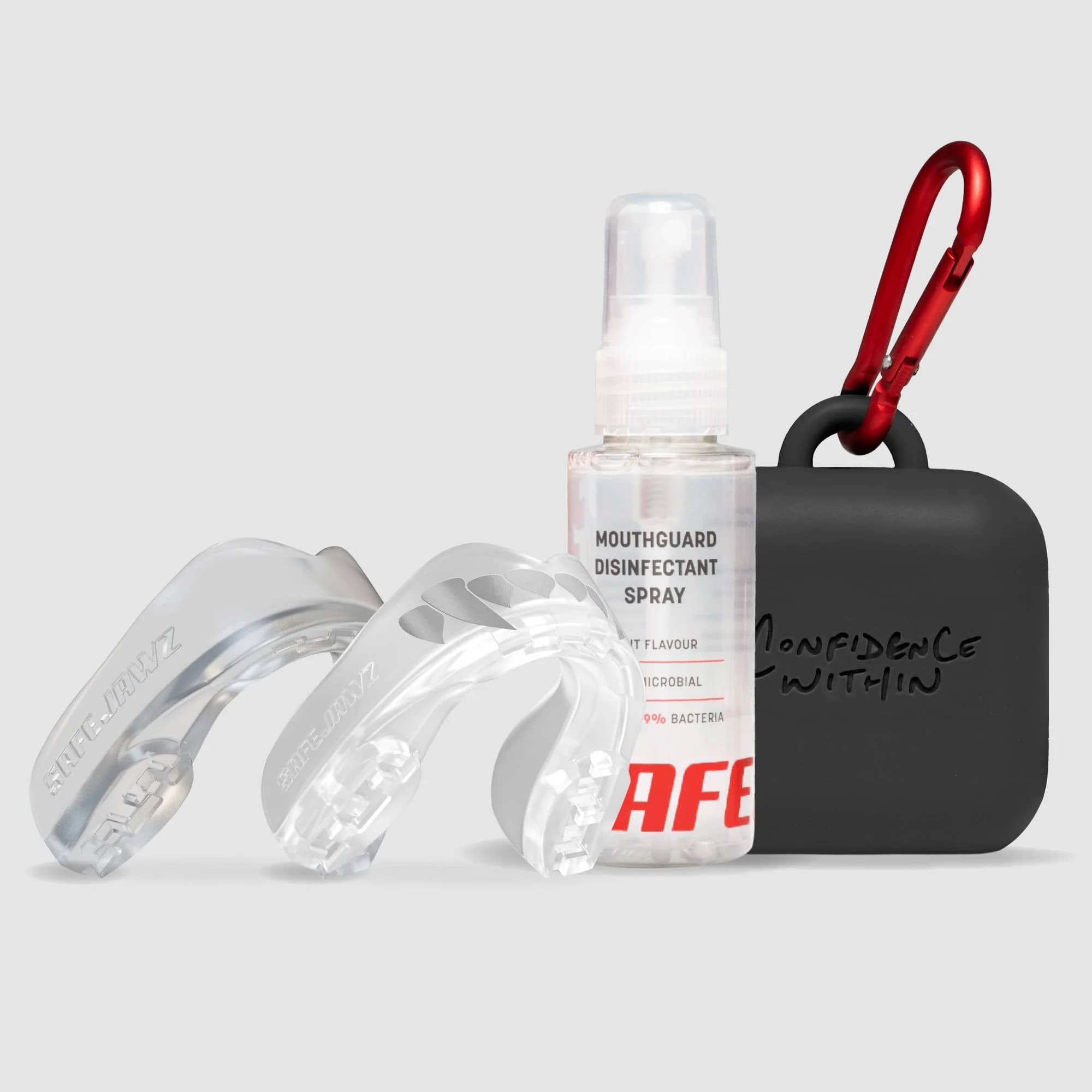 SafeJawz Extro Series Premium-pakke · Clear Fangz – originalt produktbilde fra SafeJawz